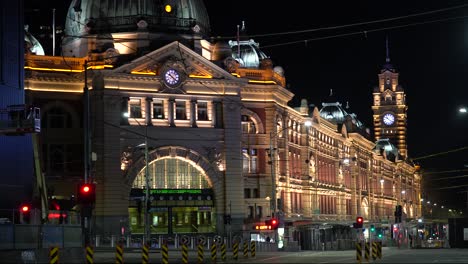 melbourne's flinders street station is ghostly quiet during the nightly covid curfew in response to the australian coronavirus outbreak in 2020-21