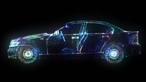 holograma 3d de un coche inteligente de partículas