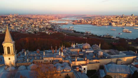 aerial view of topkapi palace and historical peninsula in istanbul. 4k footage in turkey