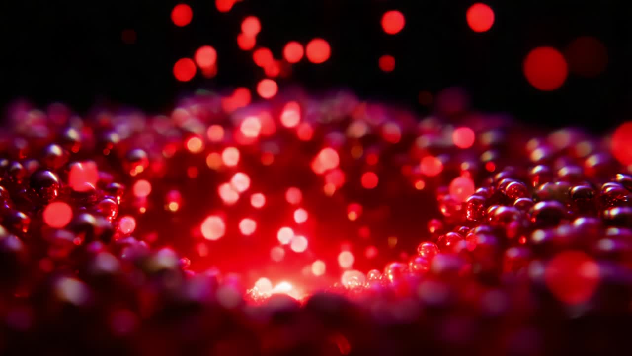 A Mesmerizing Display of Red Light and Bubbles Captured in an Intriguing Visual Scene: The Transformation of Energy and Color Through Fluid Dynamics and Reflection