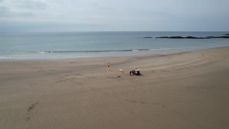 lifeguard on devon beach drone aerial view