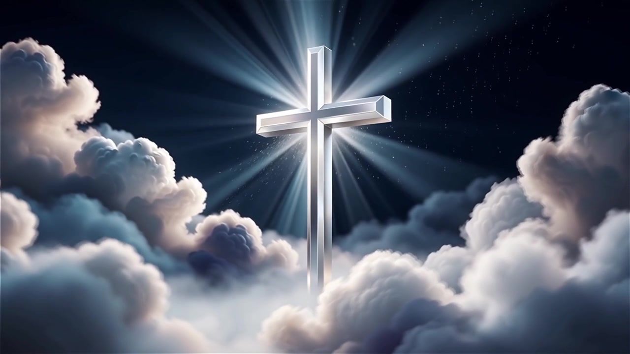 Christian Cross Heavenly Light Worship Background