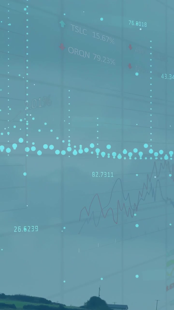 Vertical video: Pole sending signal and forming farm line charts over field for crop insight