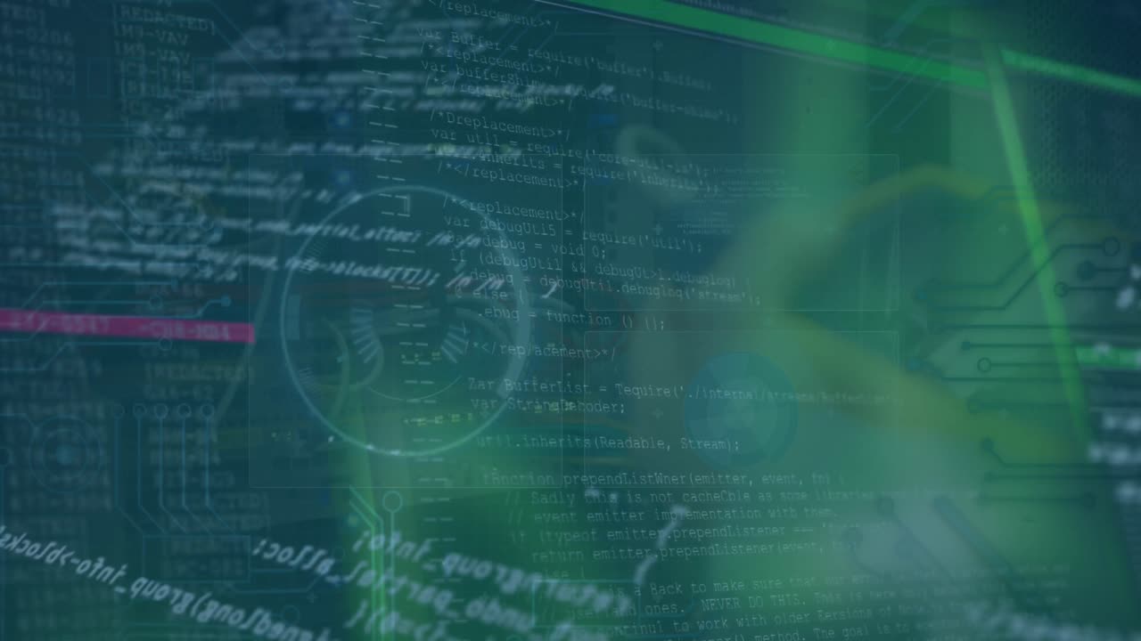 animación del procesamiento de datos financieros a través de la sala de servidores