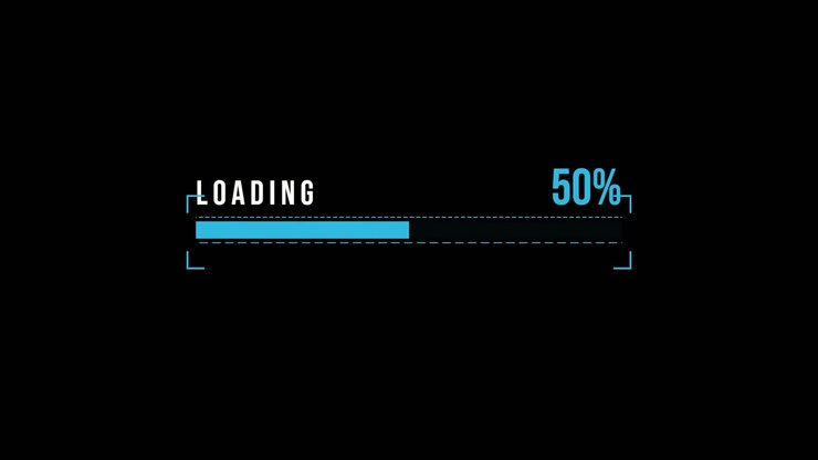 Digital Loading Progress Bar Animation on Black Background