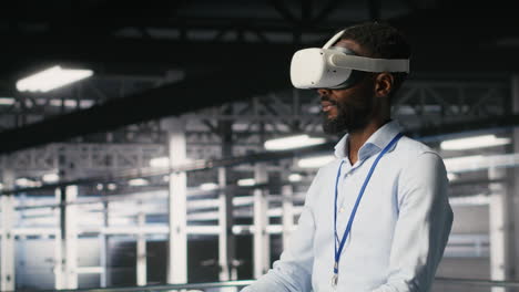 data center admin using vr headset to monitor neural network ai systems