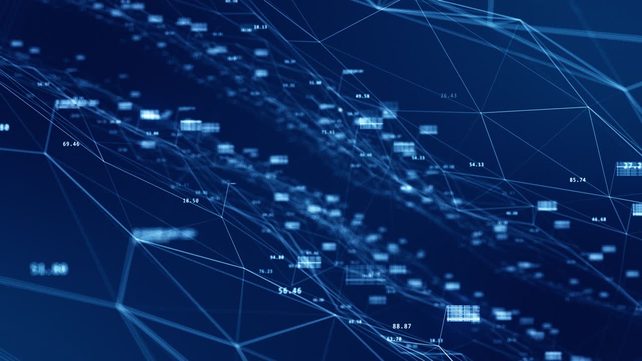 gráfico de movimiento de la tecnología azul icono conexión de red concepto de fondo abstracto video de bucle sin costuras