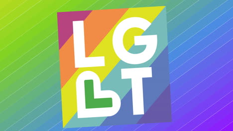 lgbt text over over rainbow colors stripes