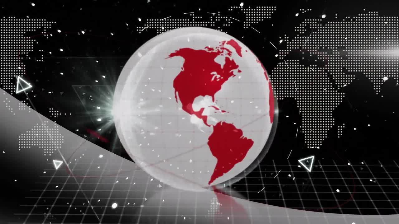 animación del procesamiento de datos y la red de conexiones en todo el mundo