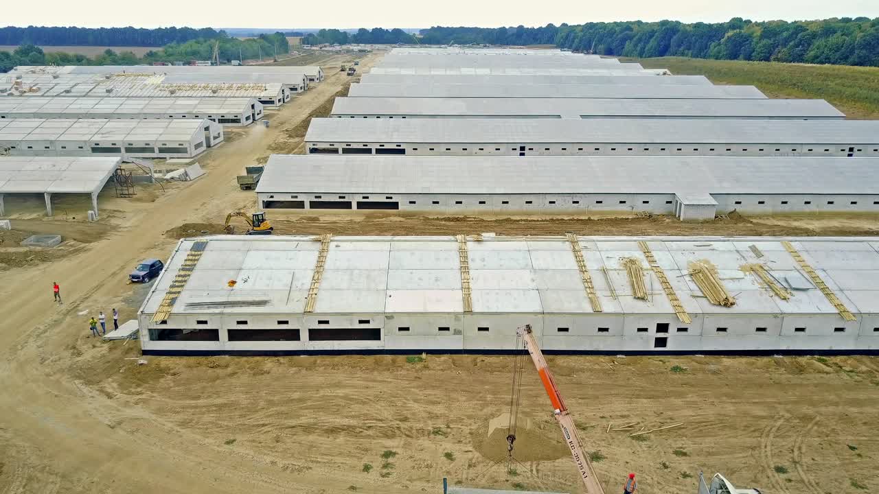 Construction of farm. Reconstruction work of new farm in countryside