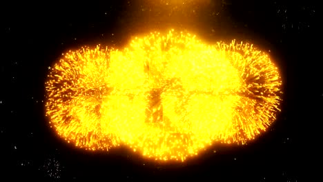 texto supervendedor en las partículas de explosión de la exhibición de fuegos artificiales.