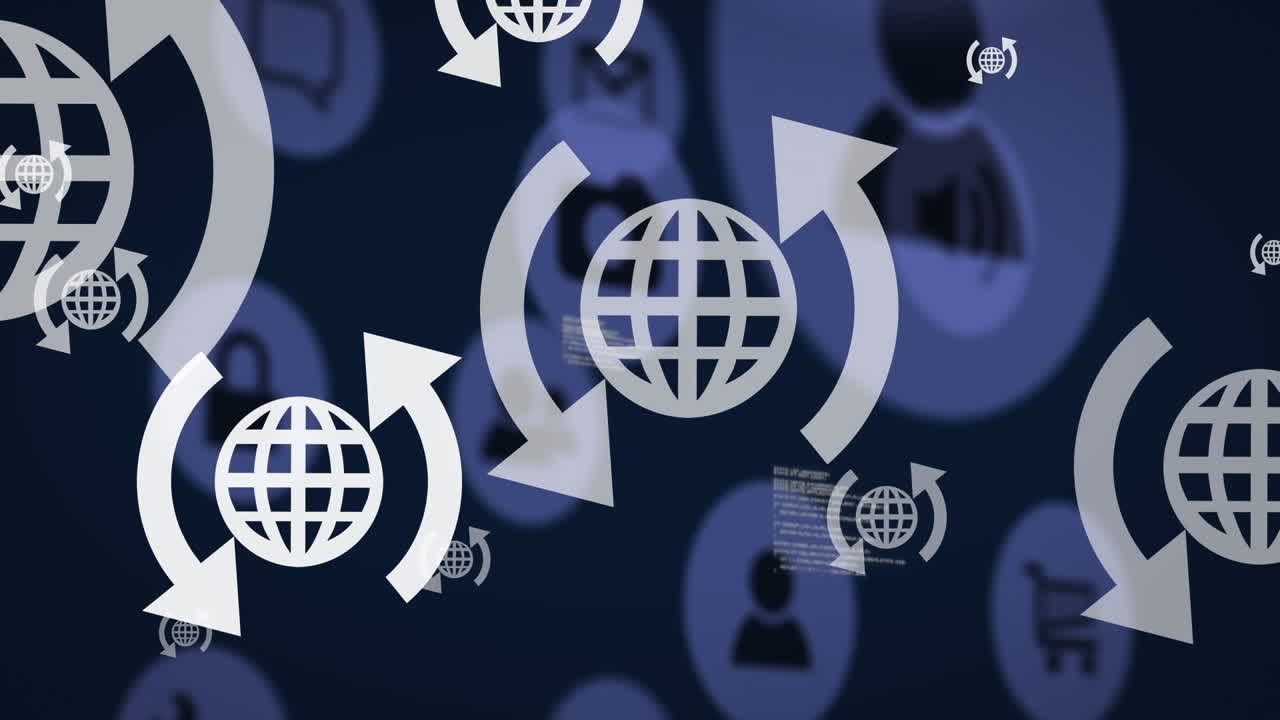 animación de iconos de medios sobre el procesamiento de datos