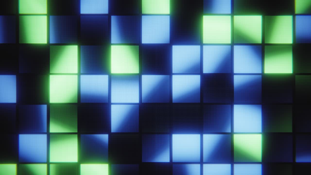 Flashing Blue and Green Digital Grid Background