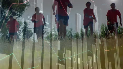 animación del procesamiento de datos sobre un grupo de niños corriendo