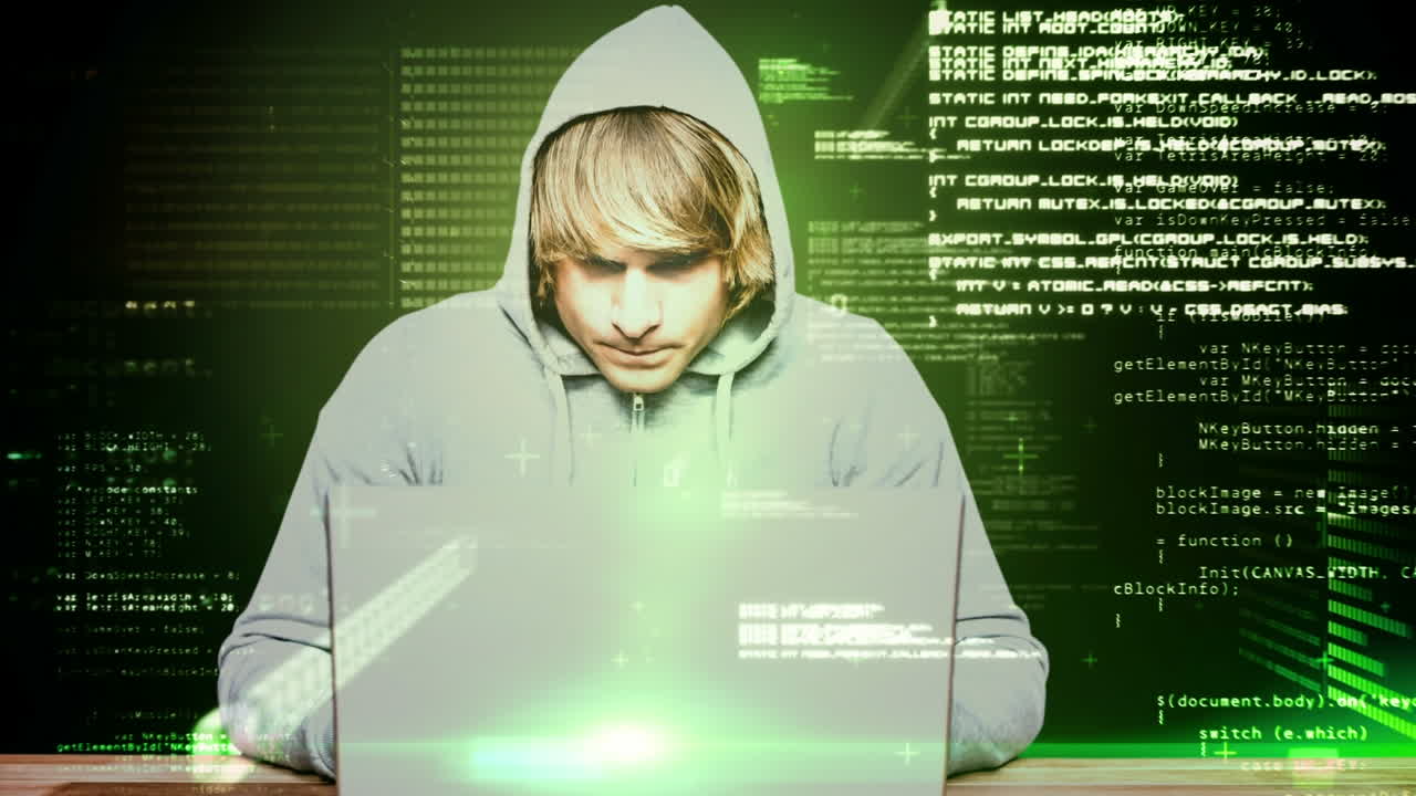 animación digital de un hacker confundido en 4k
