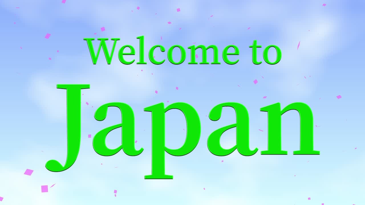 일본에 오신 것을 환영합니다 문자 애니메이션 모션 그래픽