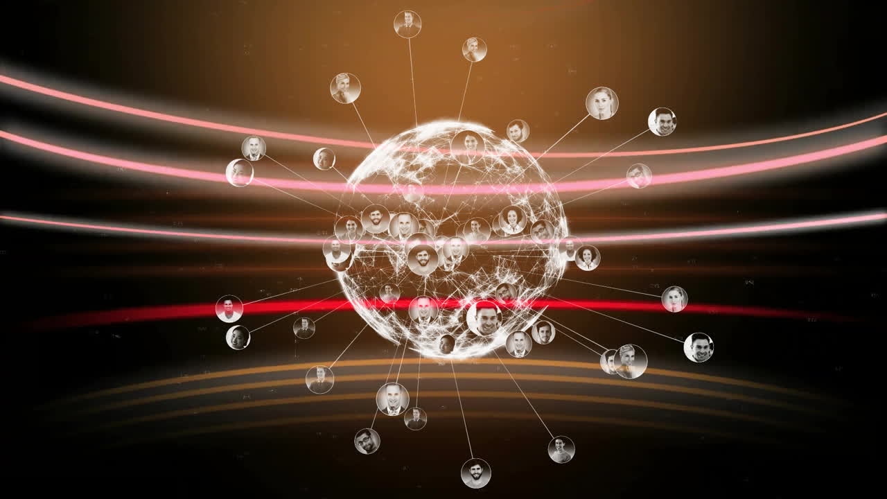 다양한 사람들의 초상화를 통해 글로벌 네트워크 연결을 활성화합니다.