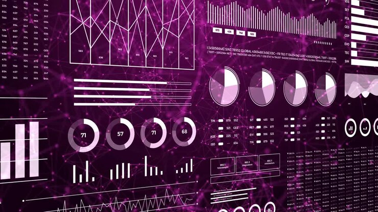 Data and report statistics, animation with graph diagrams.