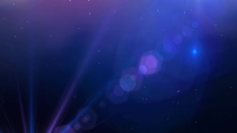 animation of glowing stars with lens flare on blue and purple light trails in universe