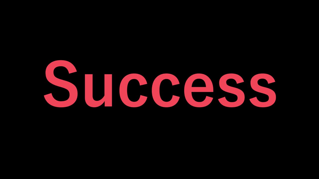 Success text animation message motion graphics