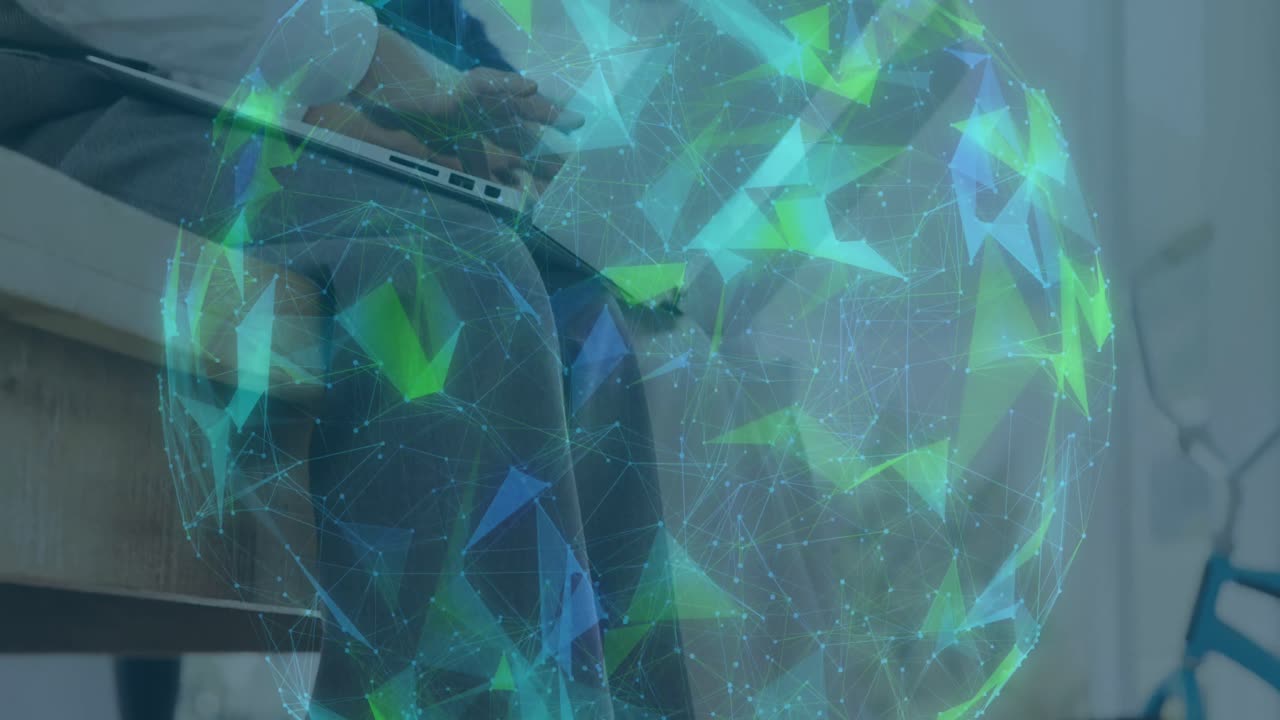 animación gráfica sobre un niño usando una computadora portátil.