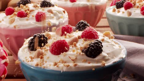 tasty dessert with yogurt and berries