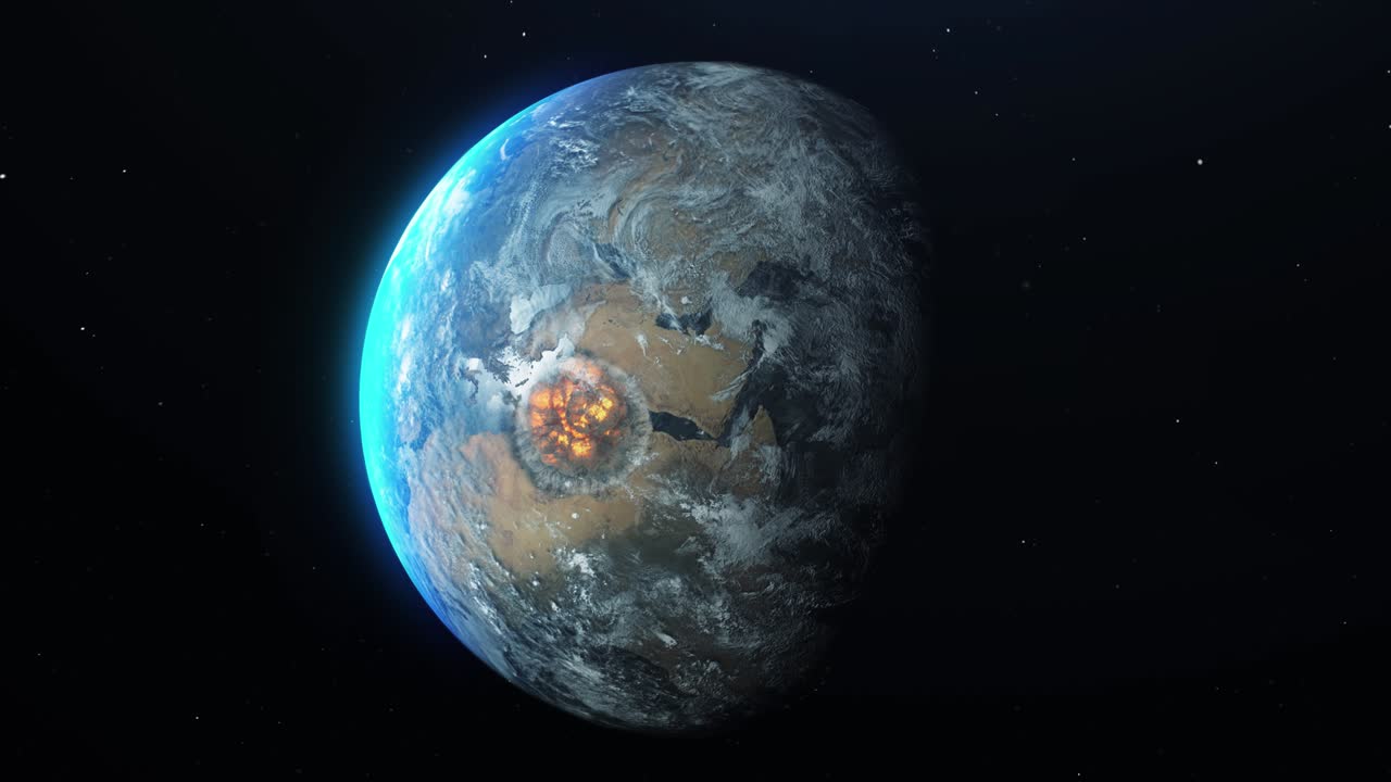 explosión atómica sobre el medio oriente, vista del espacio exterior