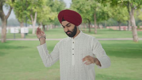 frustrated sikh indian man flying a mosquito in park