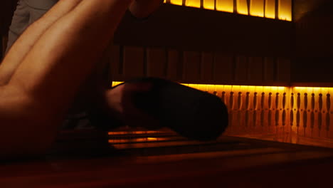 foot massage in a sauna