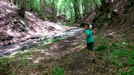 little boy being chased in the forest