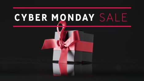 Animation-Des-Cyber-Monday-Sale-Textes-über-Der-Geschenkbox