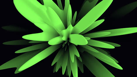 flor verde visualmente impresionante con un intrincado diseño de hojas sobre un fondo negro