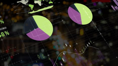 Animation-Von-Statistiken-Und-Datenverarbeitung-über-Stadtlichtern