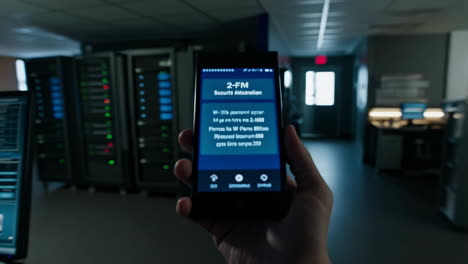 smartphone displaying security information in a data center