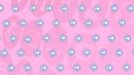 animación de iconos médicos sobre las células del virus covid 19 que se mueven