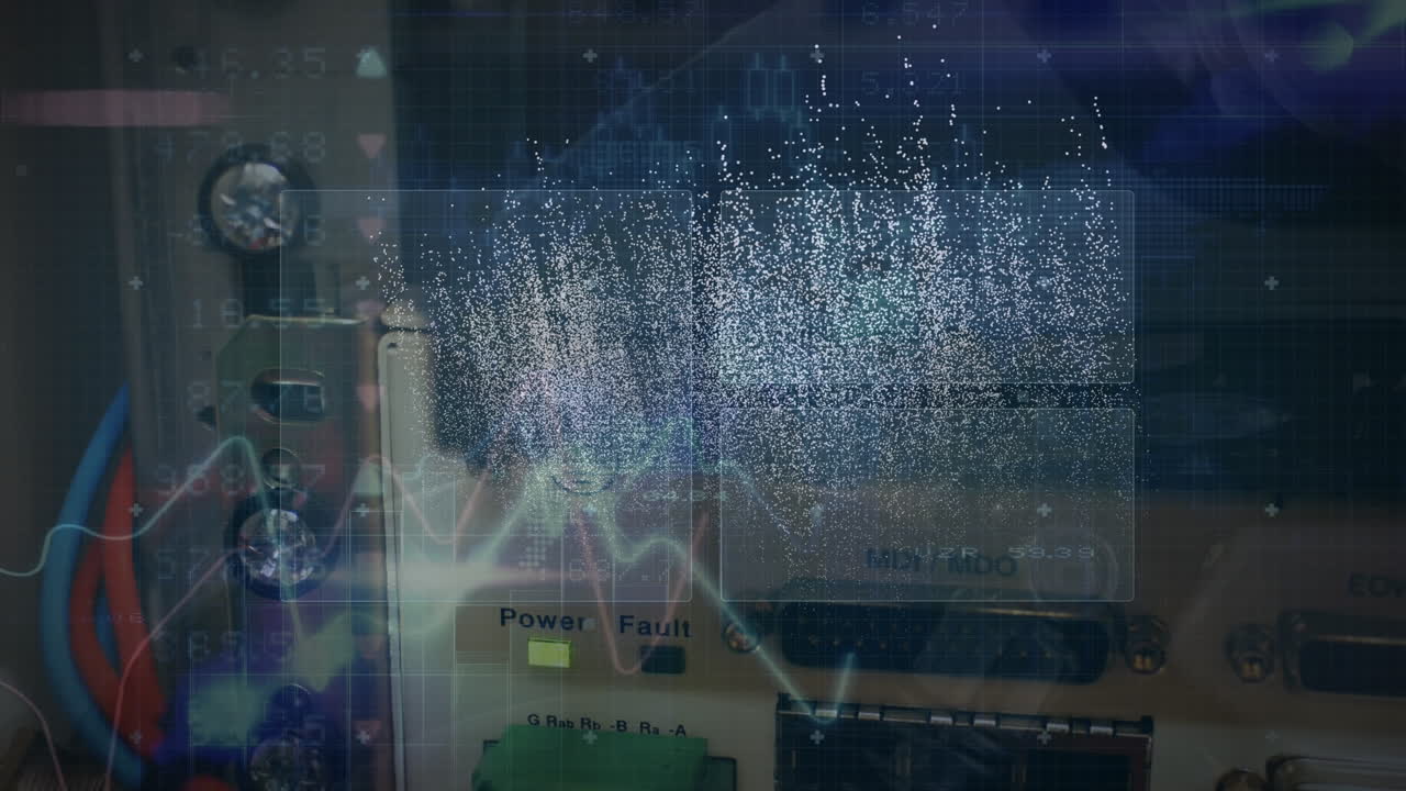 animación de texto y gráfico de nft sobre placa de circuitos informáticos y servidor