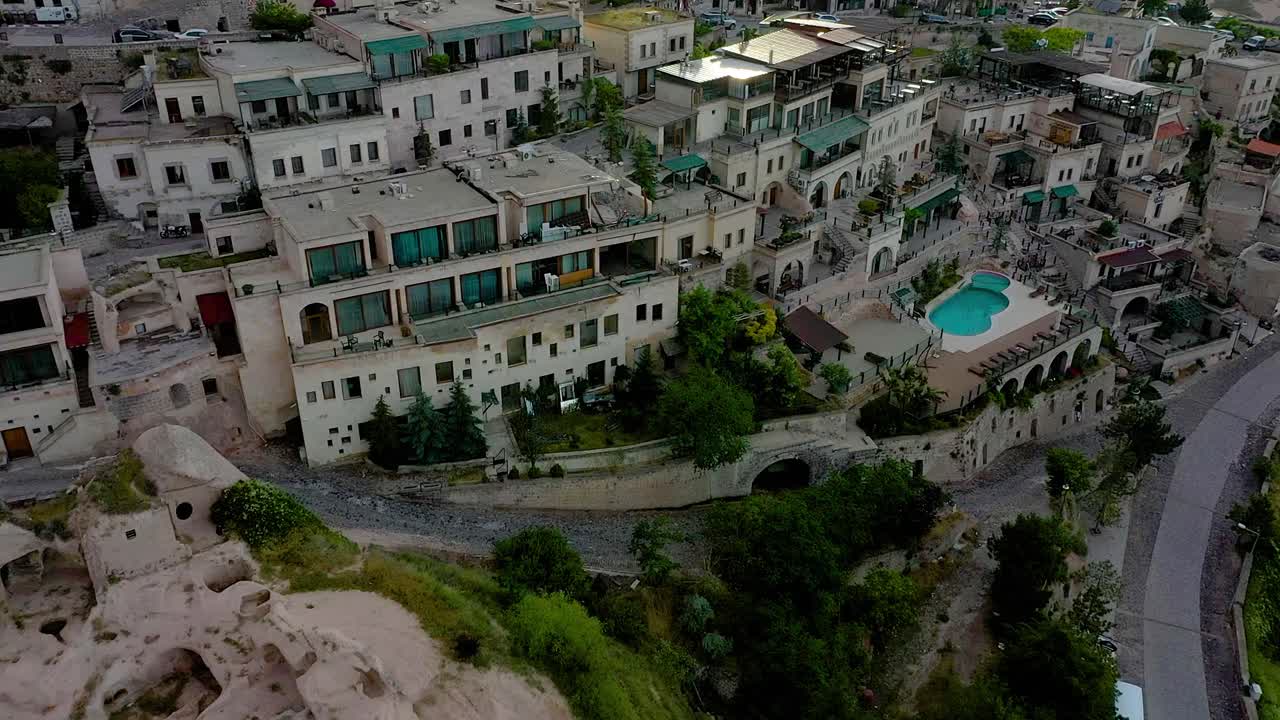 aerial view of the old town in the city of goreme village, cappadocia