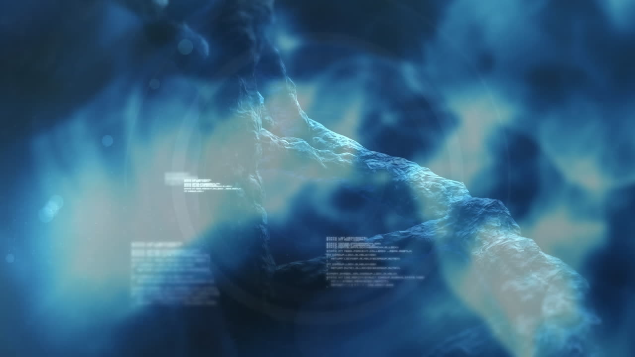 dna 가닥 회전 및 의료 데이터 처리의 애니메이션