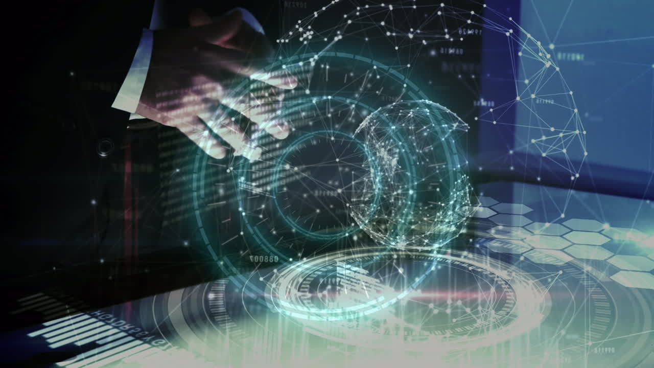 animación del procesamiento de datos sobre el hombre de negocios caucásico