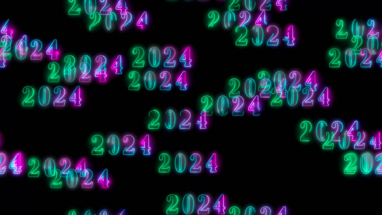 nuevo año 2024 azulejos retro de bucle fondo elemento de neón