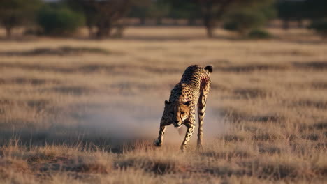 cheetah hunting in the african savanna