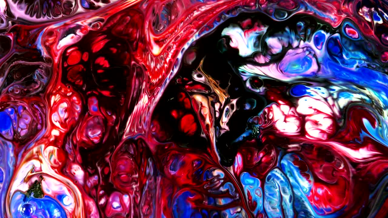 Abstract Colorful Food Paint Ink Explode Chaos Spread in Water