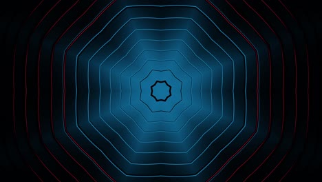 Blue and red abstract background with circular design. Kaleidoscope VJ loop