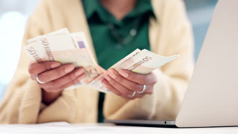 counting money, woman and hands with cash