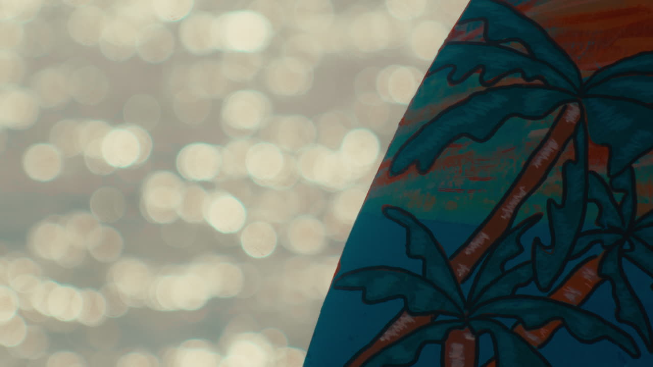 Surfboard with Palm Trees Design