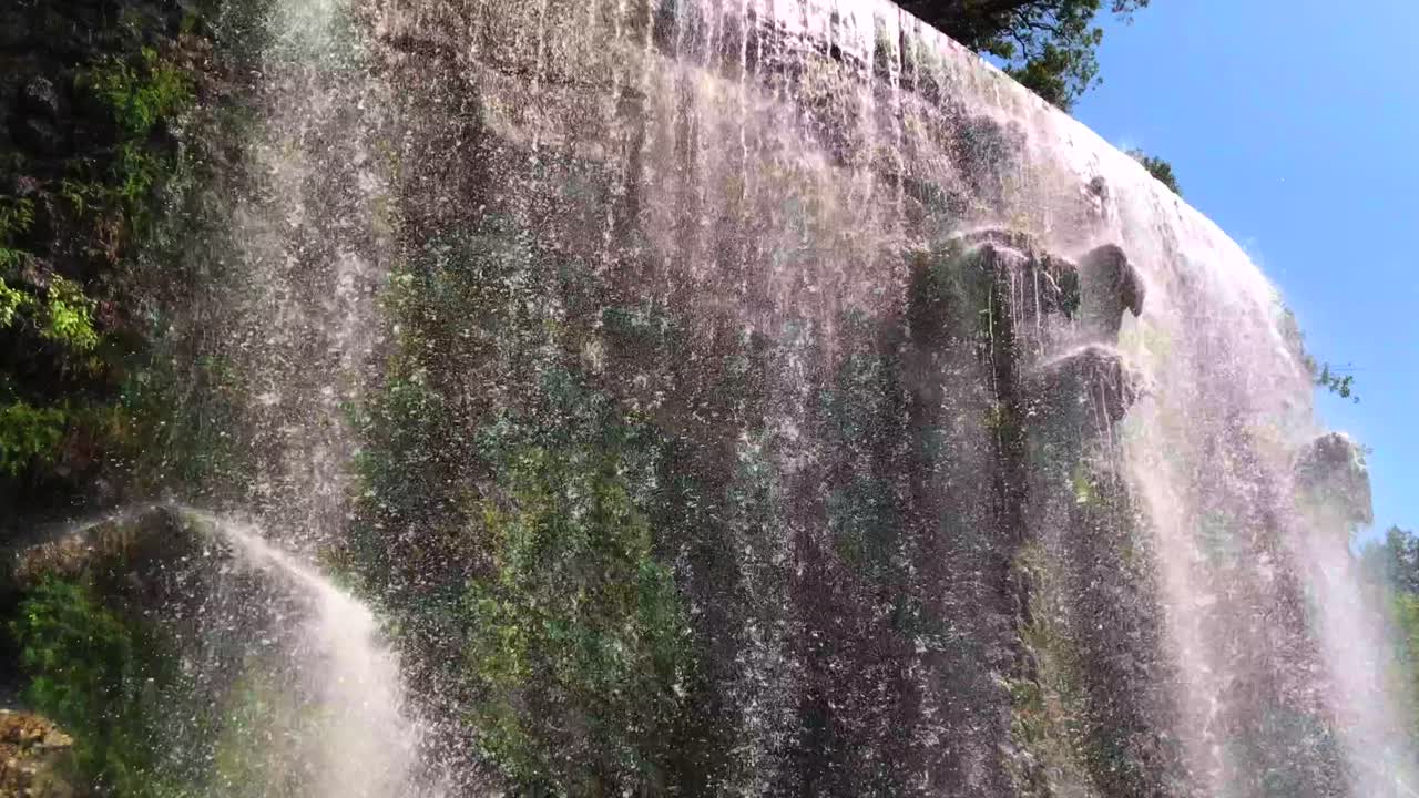 Waterfall of Castle Hill in Nice nature park, sightseeing in the South of France
