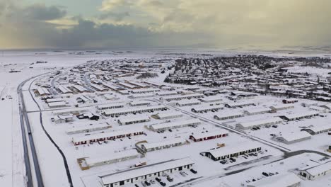 snow covered icelandic city in winter season