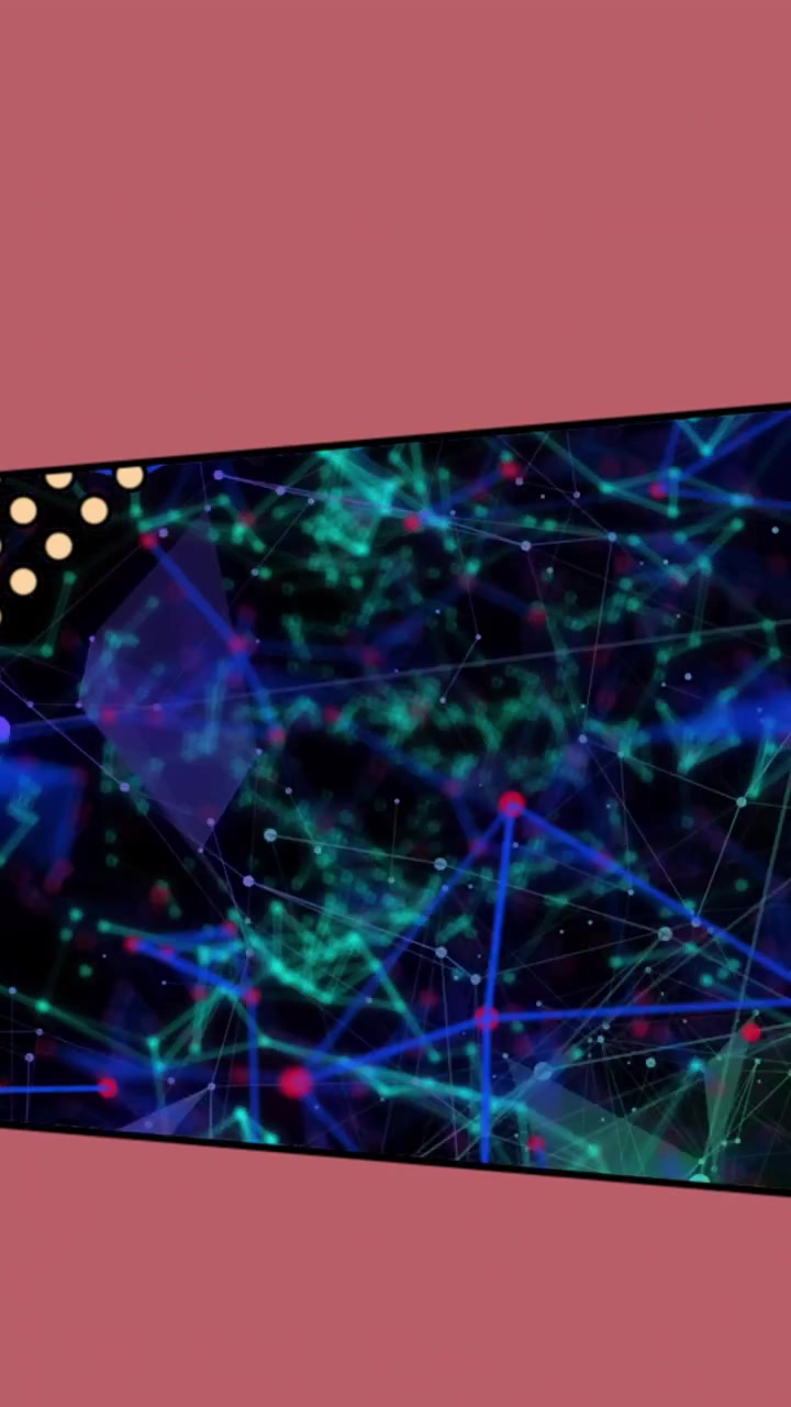 Animazione di triangoli e cornice rosa su connessioni su sfondo nero.