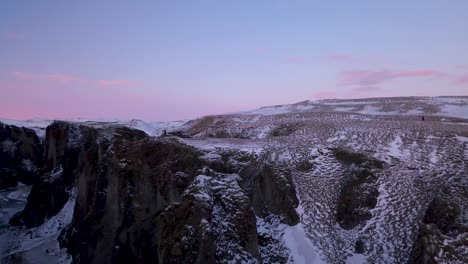 fjaðrárgljúfur canyon iceland aerial footage in winter