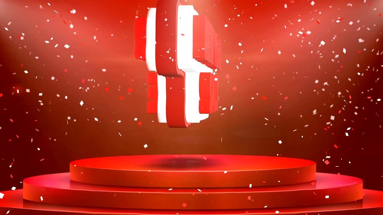 New Year Sale  Text Animation Stage Podium Confetti Loop Animation